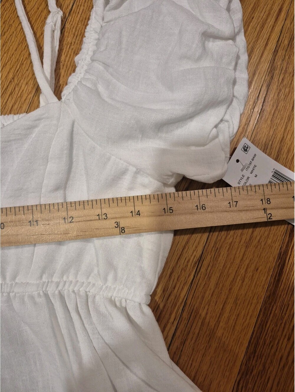 Moa Moa White Puff Sleeve Crop Blouse Women's Med. Peplum Smocked Cottagecore - Picture 6 of 9